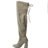 New Flock Leather Women Over The Knee Boots