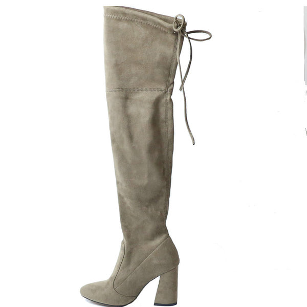 New Flock Leather Women Over The Knee Boots