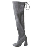 New Flock Leather Women Over The Knee Boots