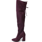 New Flock Leather Women Over The Knee Boots