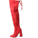 New Flock Leather Women Over The Knee Boots