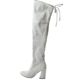 New Flock Leather Women Over The Knee Boots