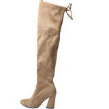 New Flock Leather Women Over The Knee Boots