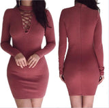 Autumn Dress Knitting 2018 Women Dresses Zipper O-neck Sexy Knitted Dress Long Sleeve Bodycon Sheath Pack Hip Dress GV090