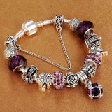 Vintage Silver plated Crystal Charm Bracelet Women