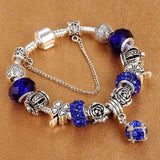 Vintage Silver plated Crystal Charm Bracelet Women