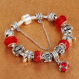 Vintage Silver plated Crystal Charm Bracelet Women